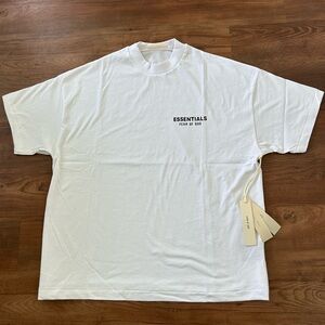 New Authentic Fear of God Essentials Bright White Short Sleeve Tee SS25 Size L
